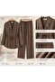 Brown Viscose Shirt with Collar Tie Detail Double Suit