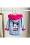 Girl's Hooded Plush Fur Denim Coat - Winter - 4