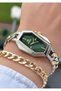 Chain Model-Steel Cord-Women's Wristwatch-Gold Silver Green Color-2 Years Warranty-Bracelet Gifted Hmj4Fc1