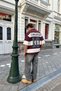 Oversize Rugby Collar Striped T-Shirt Burgundy - 5
