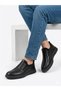 Men's Black Genuine Leather Orthopedic Sole Seasonal Casual Shoes - 2