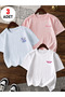 3-Piece Oversize Floral Printed T-Shirt Set 100% Cotton Crew Neck Loose Fit - 2