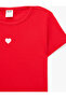 Heart Detailed Camisole Crew Neck Short Sleeve Cotton T-Shirt - 3