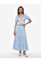 Bürümcük Fabric Lace Detailed Bell Cut Layered Gingham Midi Skirt