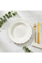 Solecasa Off-White Round Ceramic Plate with Gold Rim - 8.5 Inch - 3