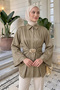Shirt with Metal Accessories Y0142 - Light Khaki - 3