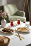 4449 Set of 2 Porcelain Platinum Meshed Boat Plates - Oval Breakfast Serving Set 25cm
