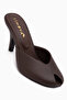 Elsy Genuine Leather Brown Closed-Front Heeled Women's Slippers