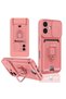 Ilkeshop New iPhone 16 Case Zuma Silicone with Business Card Holder and Ring (10319) - Pink