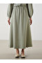 Elastic Waist Linen Blended Skirt - 3