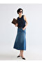 Esvab • Modern & Distinctive A-Line Midi Jean Skirt