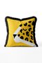 Yellow Leopard Face and Spots Pattern Fringed Throw Pillow Cover - Modern Cover with Black Tassels - 3