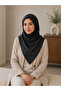 Madame Polo Black Color Crowfoot Patterned Cotton Soft Jacquard Scarf Alinda Series