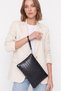 Black Crocodile Pattern Chain Strap Portfolio Handbag - 7
