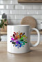 330ml Printed White Ceramic Mug Cup with Colorful Mandala Flower Pattern - 4
