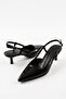 Women's Black Wrinkled Patent Leather Pointed Toe Double Strap Heeled Shoes - 2