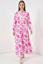Women's Authentic Patterned Viscose Pink Hijab Dress - 3