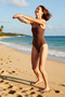 Women's Swimsuit Square Neck Sleeveless Regular Fit Without Underwire Covered Flat Knitted Raschel Woven Regular Back - 2
