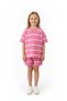 Girl's Pink Striped Basic Shorts T-Shirt Set