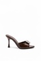 Olele Burgundy Patent Leather Women's Stone Detailed Women's Heeled Shoes