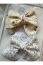 Handmade Muslin and French Lace Bow Buckle Duo - 5