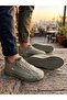 Khaki Fabric Detailed Memory Foam Rubber Laced Men's Sneaker - 2