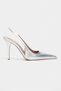 Gloria Silver Patent Leather Belt Detail Pointed Toe Women's Heeled Shoes - 5