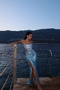 Blue Toulon Long Slit Detailed Glitter Strapless Evening Dress Ate-3076 - 5
