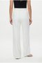 Women's Edward Arka Elastic Waist Pleated Gold Buttoned Pocketed Crepe Woven Palazzo White Trousers - 5