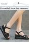Wedge Sandals for Women Comfortable Open Toe Sandals Casual Summer Buckle Open Toe Ankle Strap Platf - 4