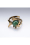 Bronze Vintage Women's Ring Authentic Copper Jewelry Green Aventurine Natural Stone Fish Model Adjustable - 2