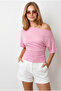 Women's Pink Drape Detailed Viscose Blouse Blz-19003359 - 3