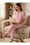 Women's Buttoned Short Sleeve Straight Leg Striped Pajama Set - 3