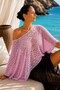 Pink Madonna Collar Transparent Knitwear Pareo Poncho - 3