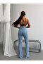 Women's Light Blue High Waist Spanish Flare Jeans - Fit Cut Flare Denim - 2