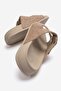 Women's Straw Double Buckle Slippers Beige - 4
