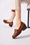 Serol laser heeled women's genuine leather shoes - tan leather