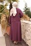 Plum Zippered Rubberized Jacket and Skirt Set - 5