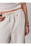 Women's Comfortable Fit Elastic Waist Wide Leg Linen White Trousers - 3