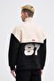 Men's Yoke Detail Sweatshirt Black-Light Beige - 4