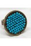 Bronze Vintage Women's Ring Authentic Copper Jewelry Turquoise Inlaid Round Model Adjustable - 4