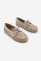 Women's Genuine Leather Loafer Masculine Lace-Up Hole Look Casual Shoes Matrin Beige Suede - 6