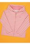 Girl's Striped Hooded Zippered Sweatshirt 4-12 Years Old Pink - 3