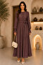 Premium Ruffled Textured Belted Dress
