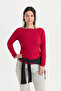 الكرز الأحمر إيكو فيرو ™   بلوزة ذات ياقة كاياك لزجة وأكمام طويلة - 5