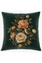 Emerald Green Gold Floral Patterned 4-Piece Throw Pillow Cover Set - 2
