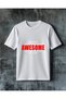 Awesome Red Printed Oversized T-Shirt