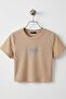 Women's stone print short sleeve ribbed crop top