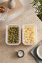 2-Pack Vacuum Rectangular Storage Container with Labels - Breakfast Container 900 ml - 2