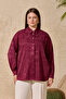 بلوزة منقوشة من قماش الجاكار بلون البرقوق - 2
